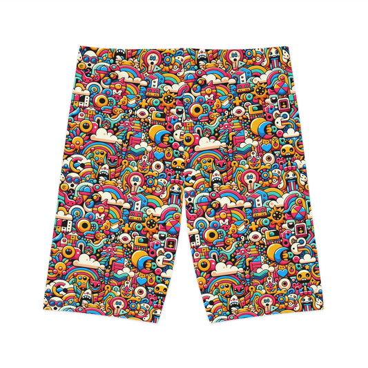 Neon Pop Playful Pop Culture Mashup Women's Bike Shorts - 8404 Design-62