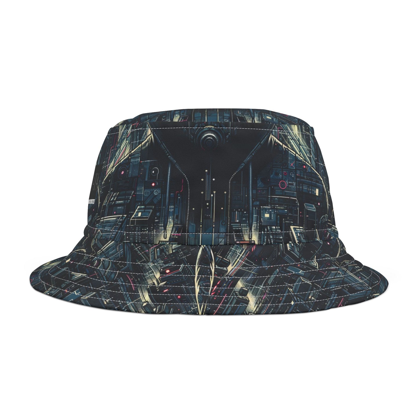 Tech Noir Aesthetics Sleek Tech Streetwear Bucket Hat - 8404 Design-56