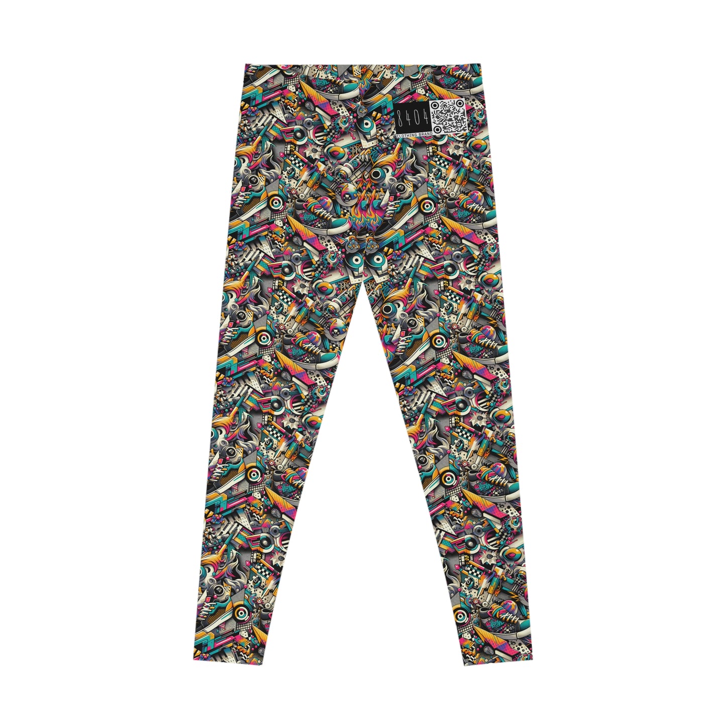 Urban Graffiti Fusion Eclectic Street Art Meets Modern Tech Culture Stretch Leggings - 8404 Design-55