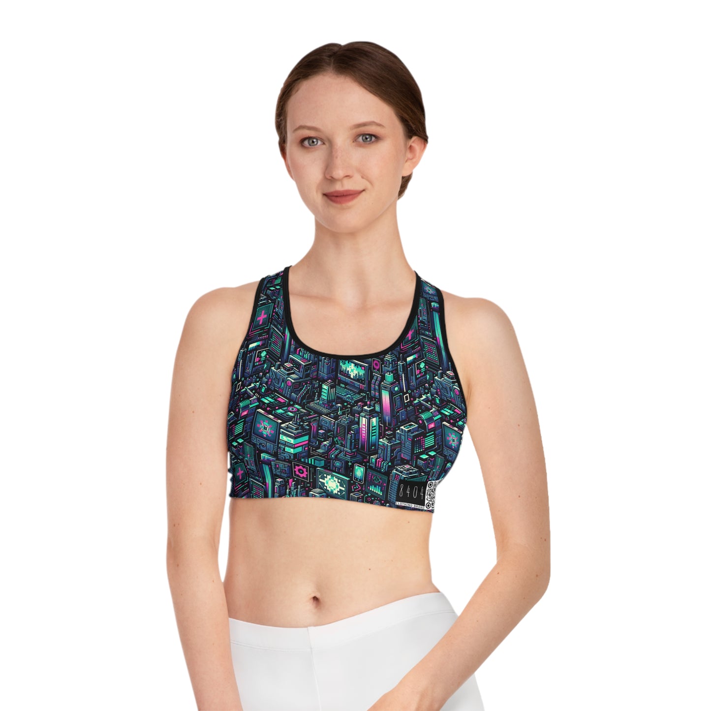 Digital Rebellion Tech-Inspired Streetwear Sports Bra - 8404 Design-58