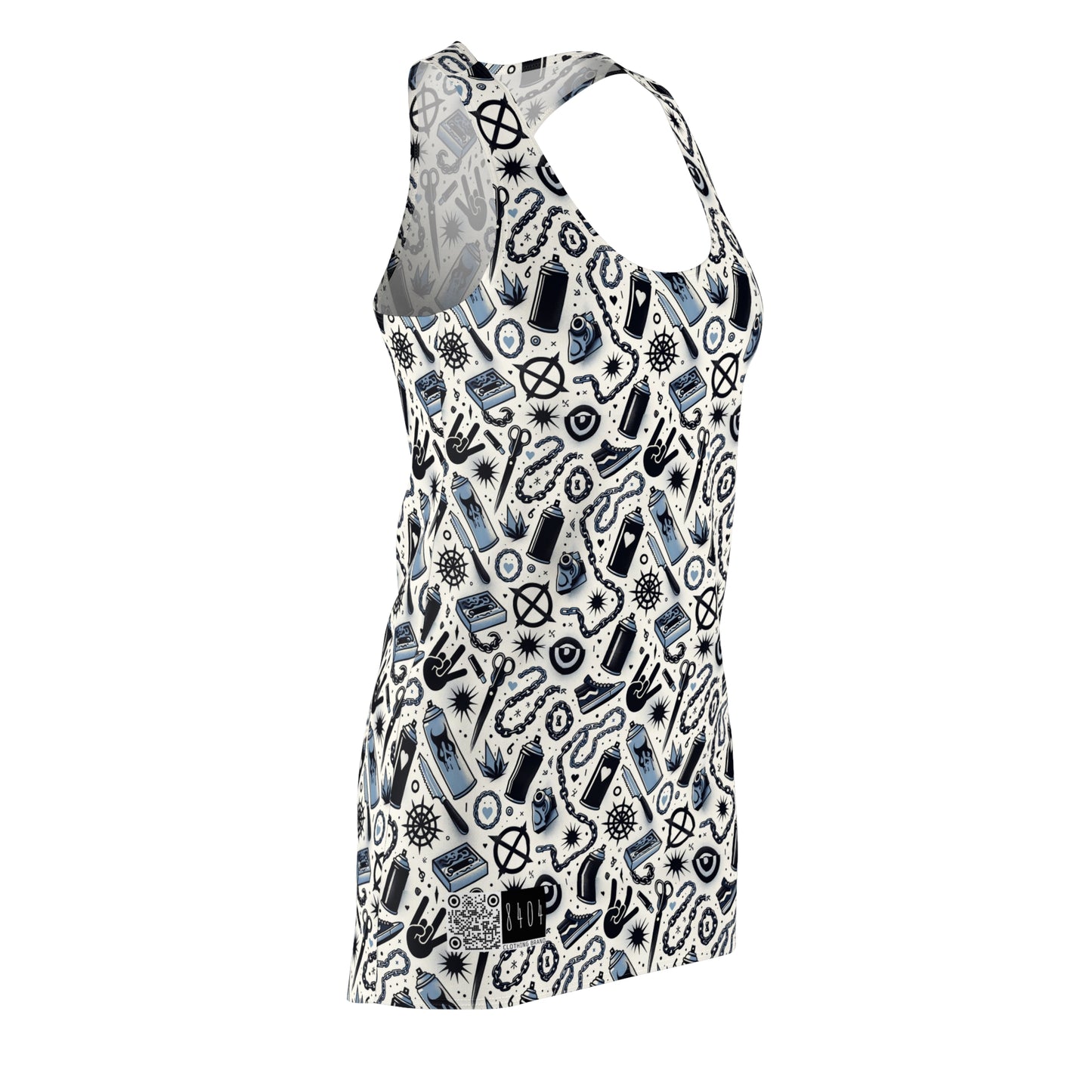 Cultural Rebellion Graphics Edgy and Rebellious With a Hint of Nostalgia Women's Cut & Sew Racerback Dress - 8404 Design-57