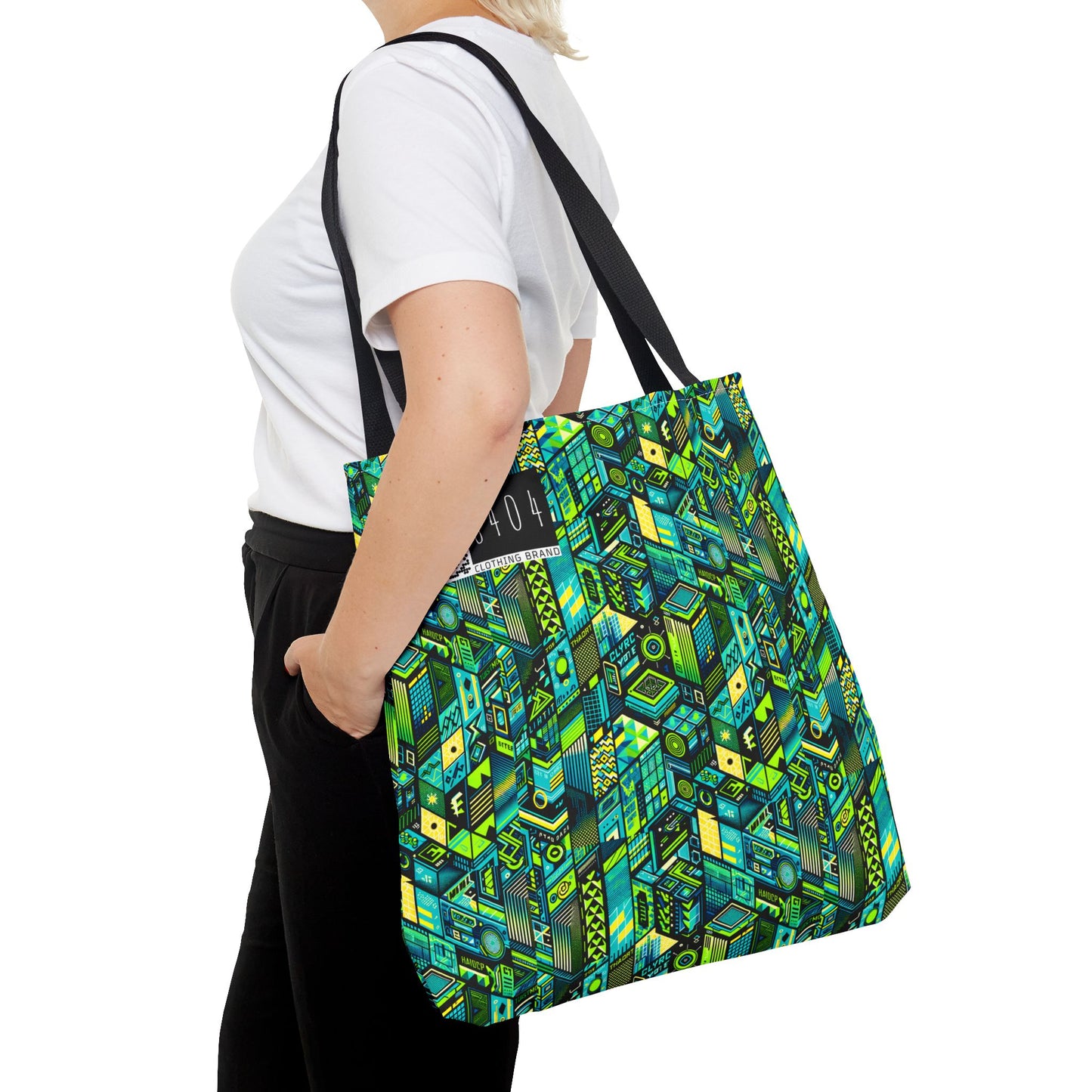Tech-Infused Neon Tech-Forward Streetwear Tote Bag - 8404 Design-61