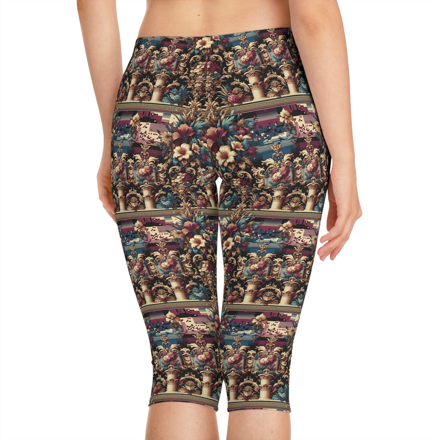 Digital Renaissance Modern Baroque Fusion Women's Capri Leggings - 8404 Design-58
