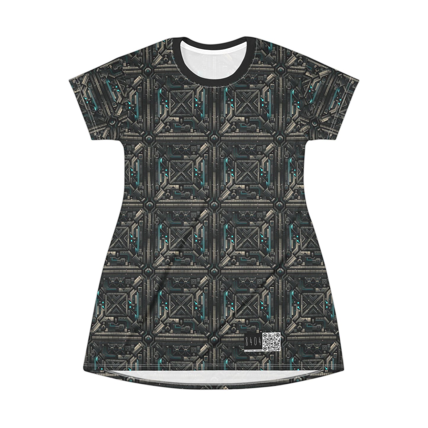 Tech Noir Futuristic Tech Aesthetic with a Dark Twist T-shirt Dress - 8404 Design-59