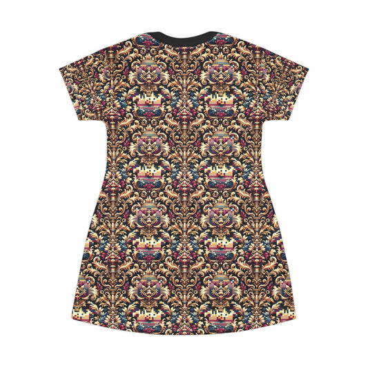 Digital Renaissance Modern Baroque Fusion T-Shirt Dress - 8404 Design-53