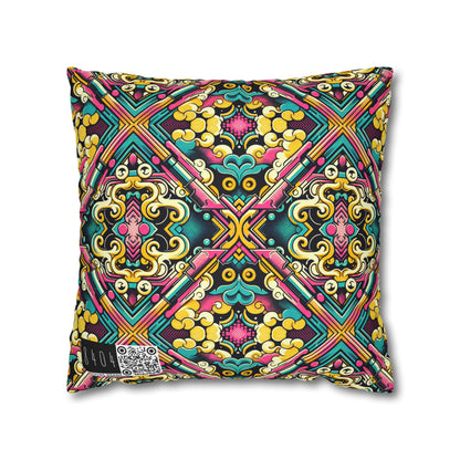 Neon Pop Art Revival Pop Culture Retro Spun Polyester Square Pillowcase - 8404 Design-59