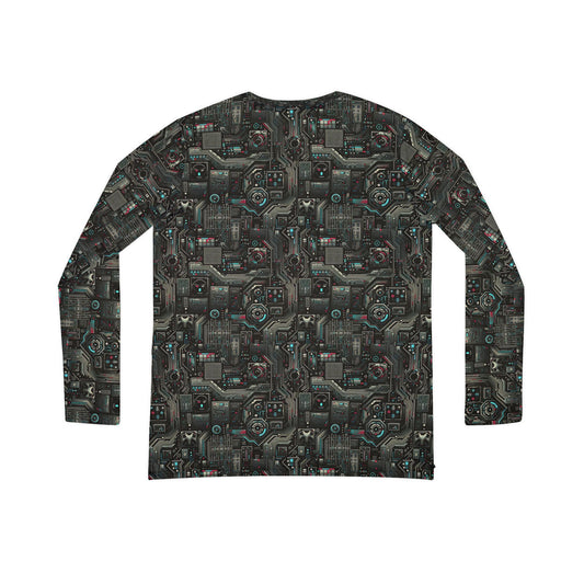Tech Noir Aesthetics Sleek Tech Streetwear Women's Long Sleeve V-Neck Shirt - 8404 Design-52