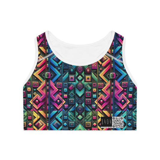 Tech-Inspired Graphics Cyberpunk Cool Sports Bra - 8404 Design-58