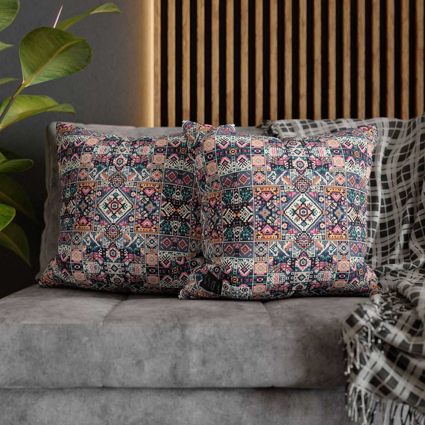 Spun Polyester Square Pillowcase - 8404 Design-02