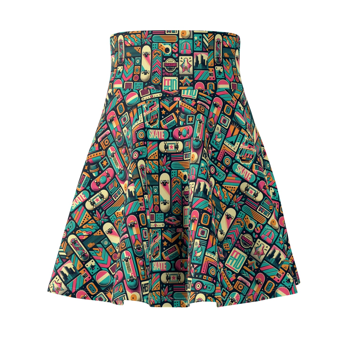 Skate Culture Revival Urban Retro Cool Women's Skater Skirt - 8404 Design-61
