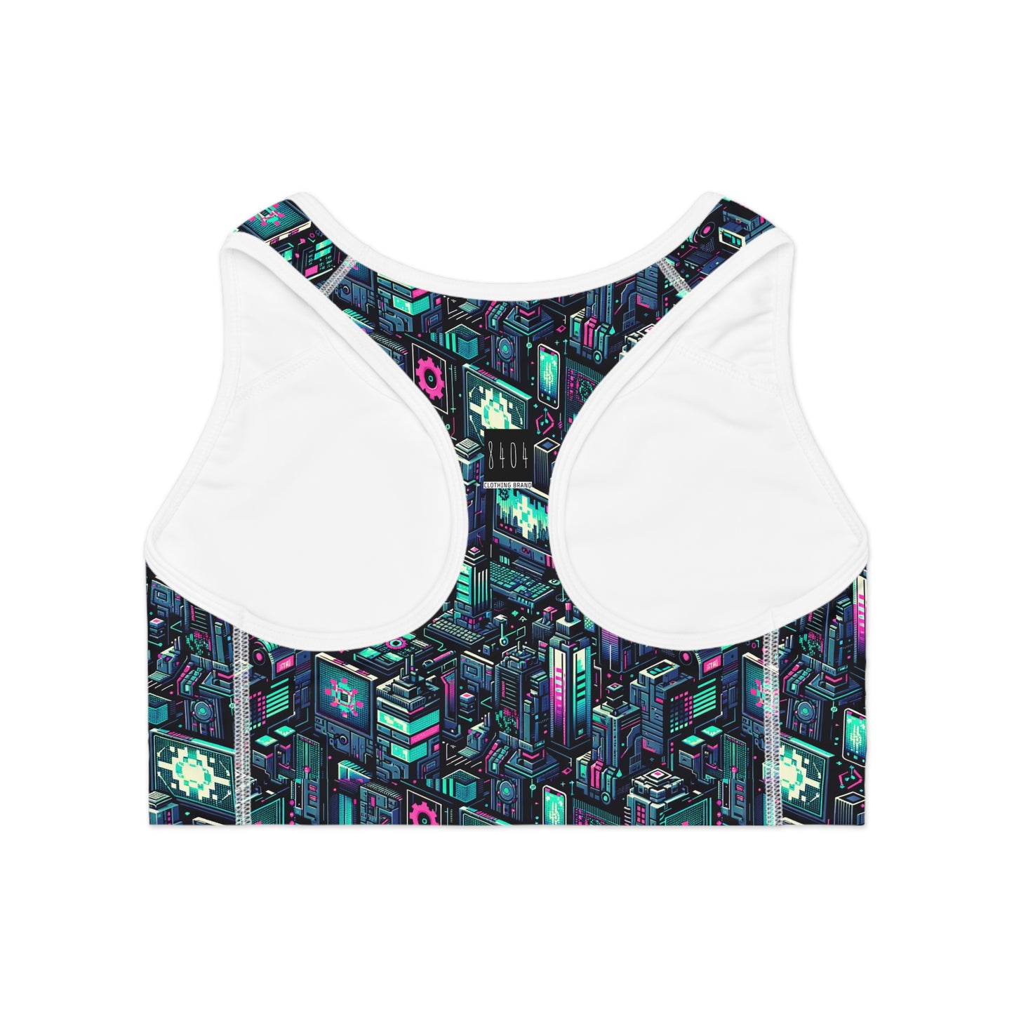 Digital Rebellion Tech-Inspired Streetwear Sports Bra - 8404 Design-58