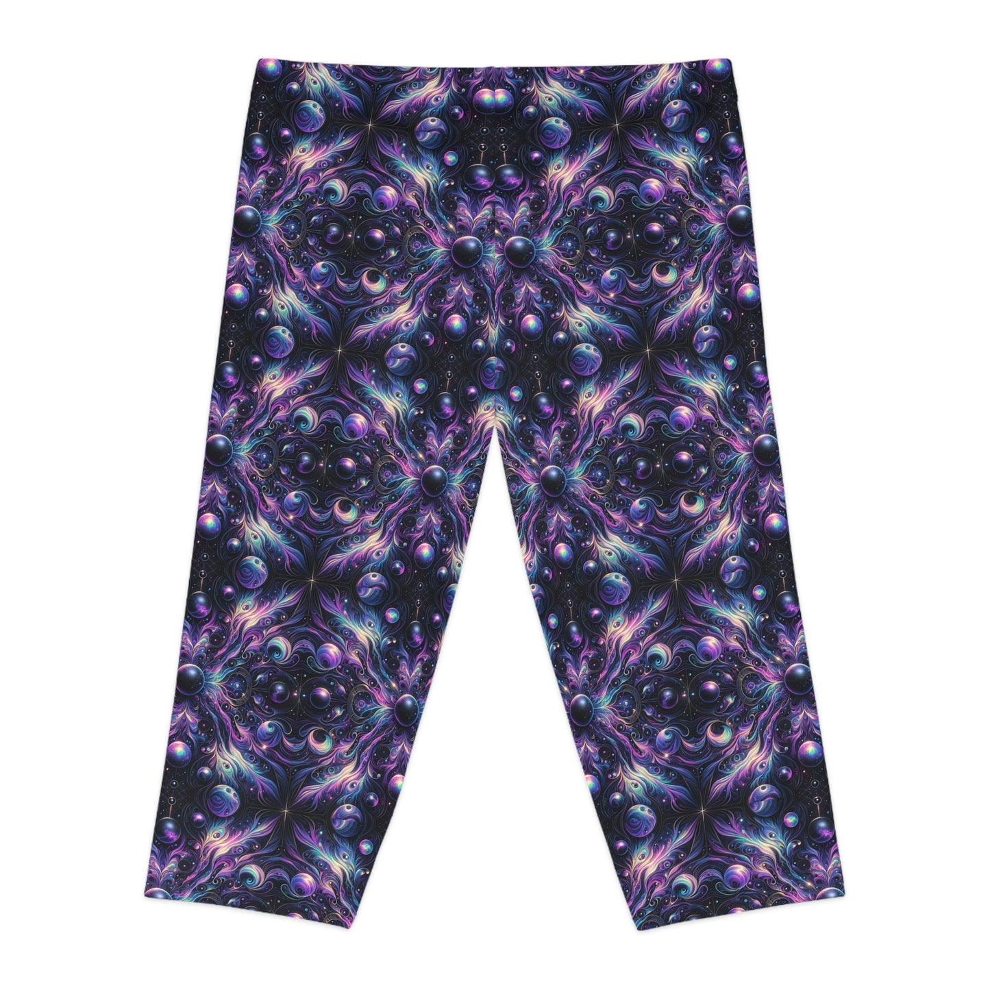 Galactic Hues Tech-Forward Cosmic Fusion Women's Capri Leggings - 8404 Design-41