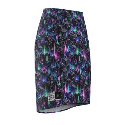 Tech Noir Graphics Futuristic Tech Aesthetics Women's Pencil Skirt - 8404 Design-55