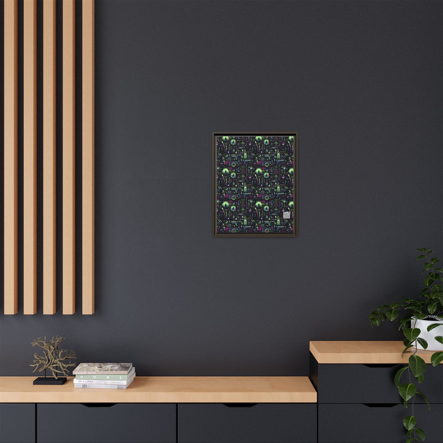 Tech Noir Futuristic Cyberpunk Matte Canvas, Framed (multi-Color) - 8404 Design-63 A