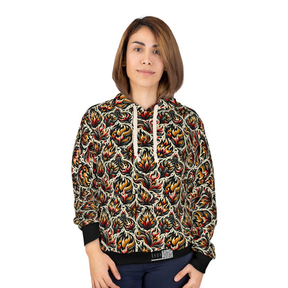 Fire & Flames Bold Streetwear Statement Pullover Hoodie - 8404 Design-57