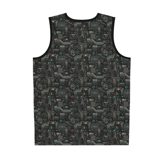 Tech Noir Aesthetics Sleek Tech Streetwear Basketball Jersey - 8404 Design-52