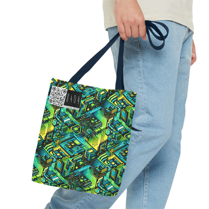 Tech-Infused Neon Tech-Forward Streetwear Tote Bag - 8404 Design-38