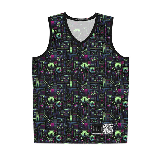 Tech Noir Futuristic Cyberpunk Basketball Jersey - 8404 Design-63