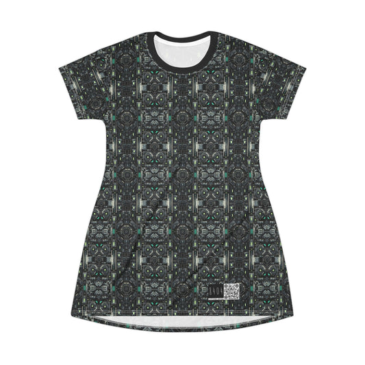 Tech Noir Tech-Forward Minimalism T-Shirt Dress - 8404 Design-52