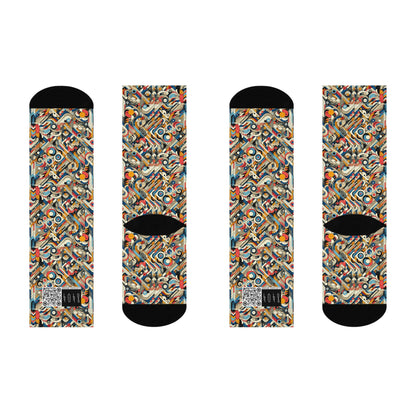 Abstract Graphic Art Modern Artistic Expression Cushioned Crew Socks - 8404 Design-62
