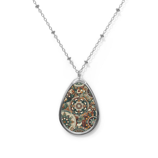 Cultural Artisanal Fusion Cultural Artisanal Streetwear Oval Necklace - 8404 Design-61