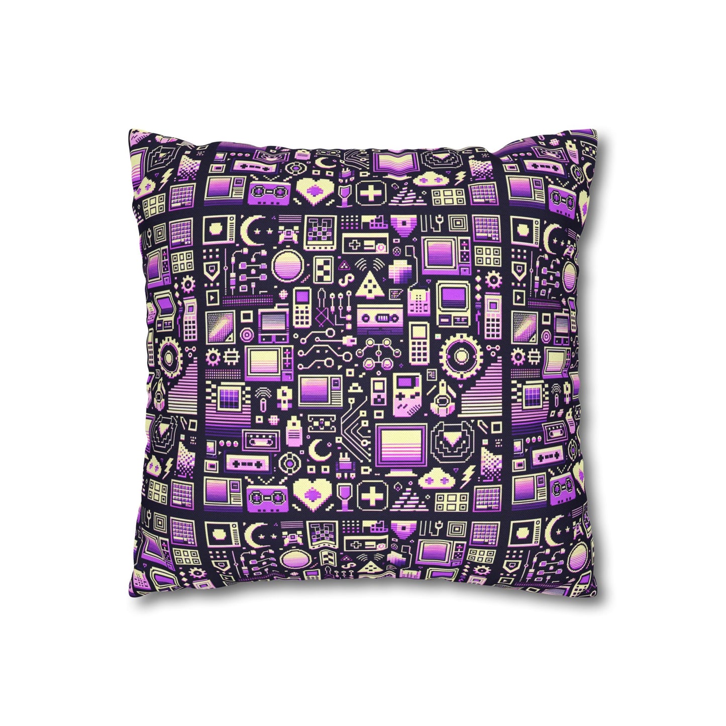 Digital Nostalgia Remix Modern Vintage Fusion Spun Polyester Square Pillowcase - 8404 Design-54