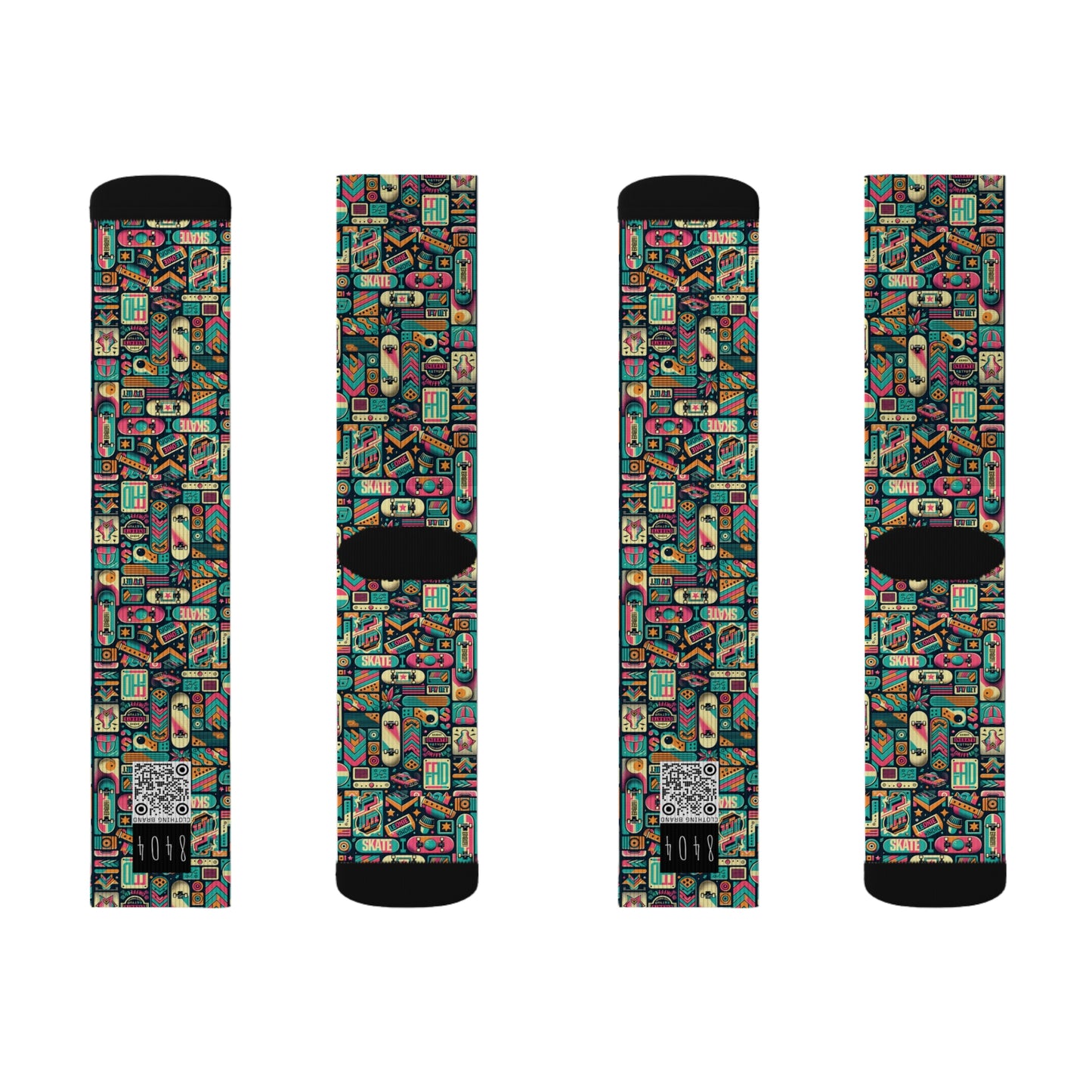 Skate Culture Revival Urban Retro Cool Sublimation Socks - 8404 Design-61