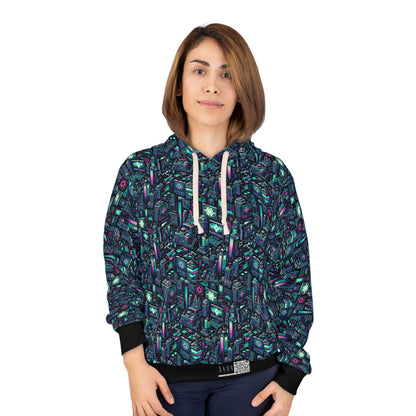 Digital Rebellion Tech-Inspired Streetwear Pullover Hoodie - 8404 Design-58