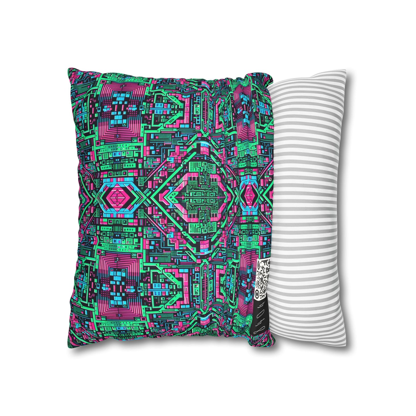 Digital Glitch Vibes Tech-Inspired Streetwear Faux Suede Square Pillowcase - 8404 Design-71