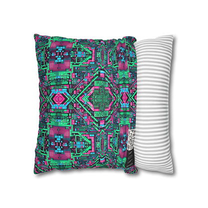 Digital Glitch Vibes Tech-Inspired Streetwear Faux Suede Square Pillowcase - 8404 Design-71