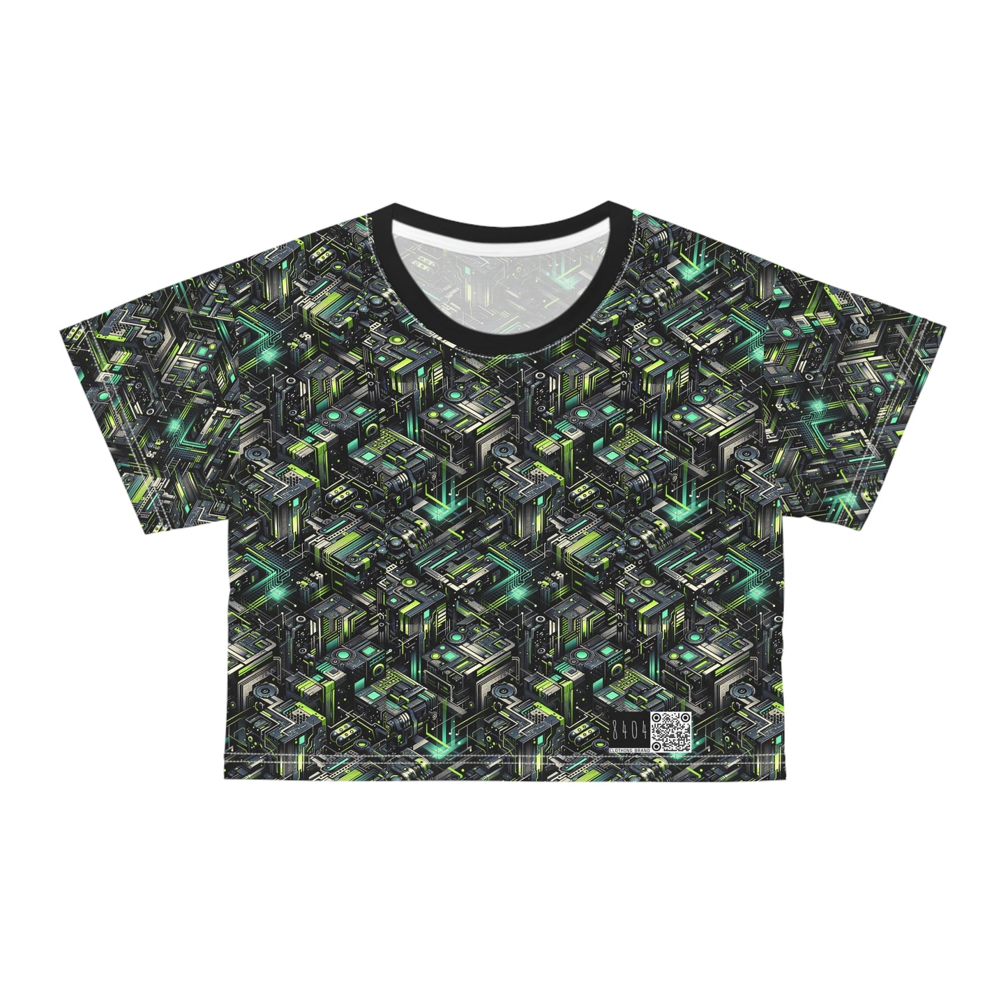 Tech-Infused Graphics Tech-Forward Streetwear Crop Tee - 8404 Design-47