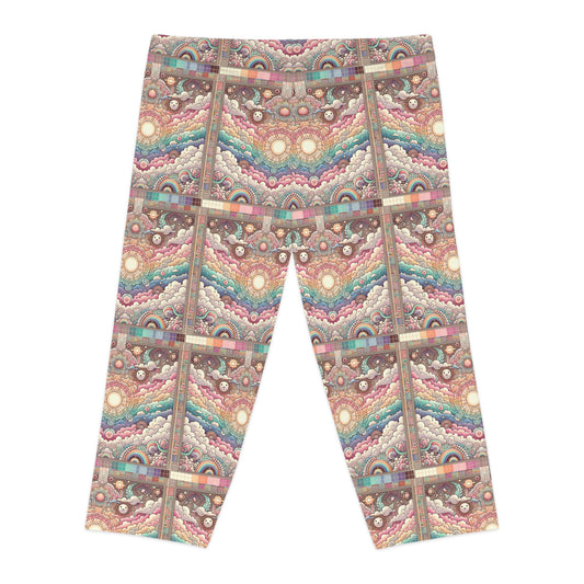 Digital Dreamland Whimsical and Nostalgic Streetwear With a Digital Twist Women's Capri Leggings - 8404 Design-56