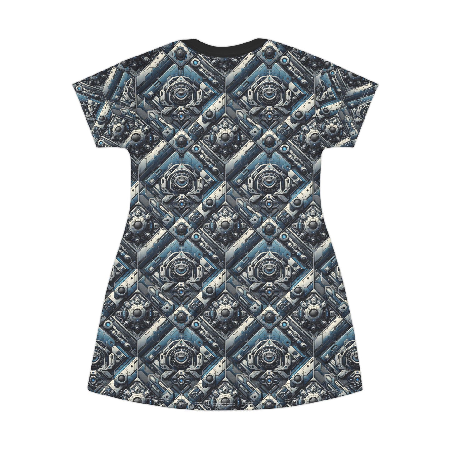 Tech Utility Fusion Tech-Forward Utility With a Futuristic Edge T-Shirt Dress - 8404 Design-43