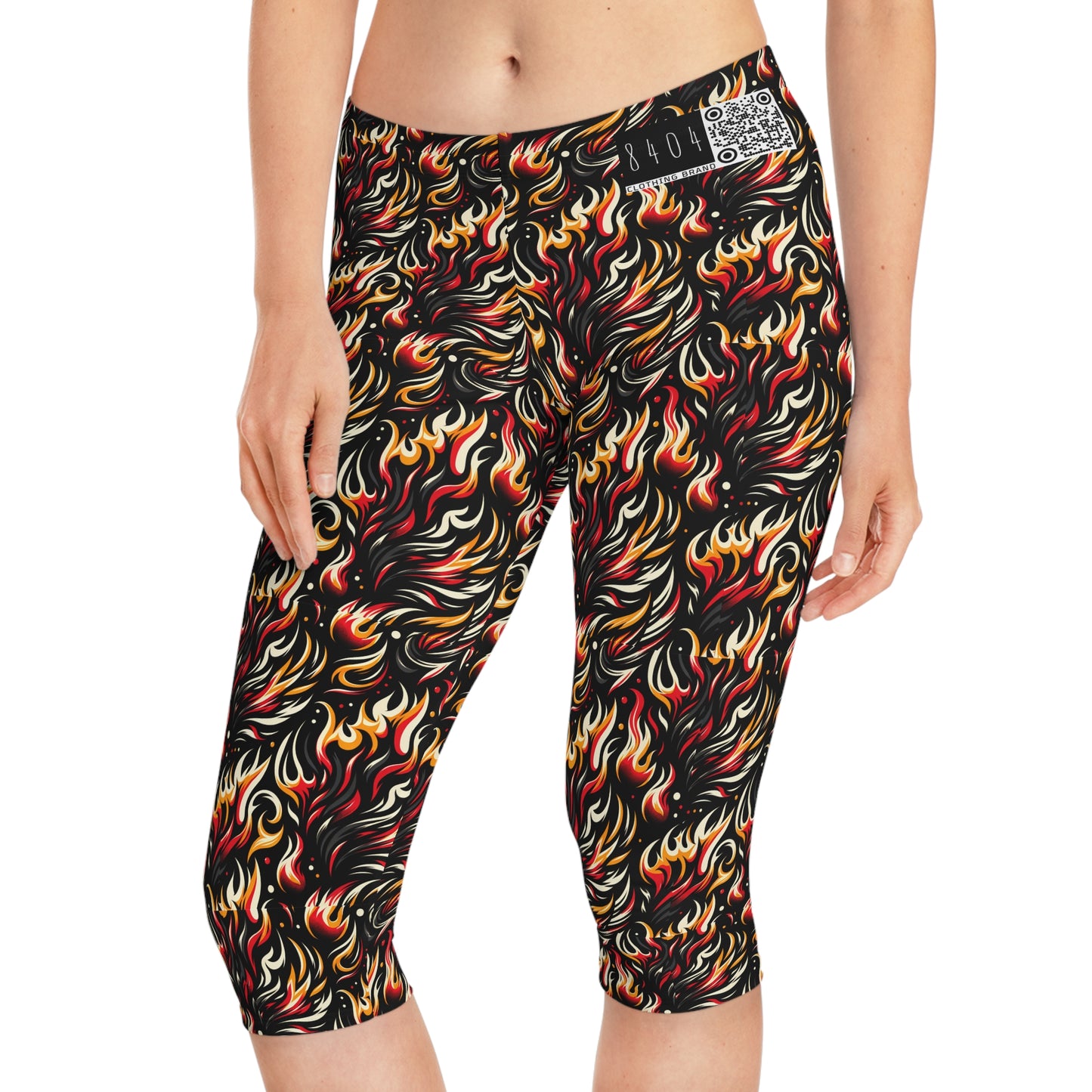 Fire & Flames Bold Streetwear Statement Women's Capri Leggings - 8404 Design-60