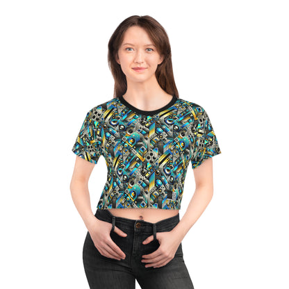 Tech Art Fusion Tech-Forward Streetwear Crop Tee - 8404 Design-50