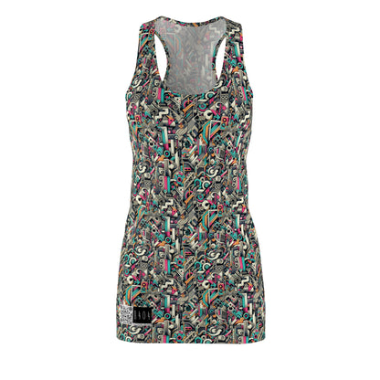 Digital Street Art Urban Street Style Women's Cut & Sew Racerback Dress - 8404 Design-74
