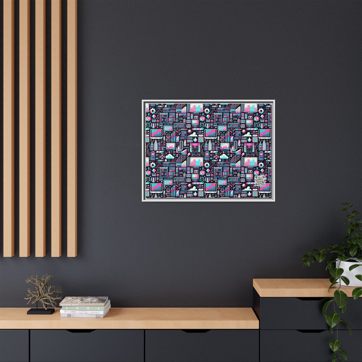 Digital Rebellion Youthful Streetwear with a Rebellious Digital Twist Matte Canvas, Framed (multi-color) - 8404 Design-71 A