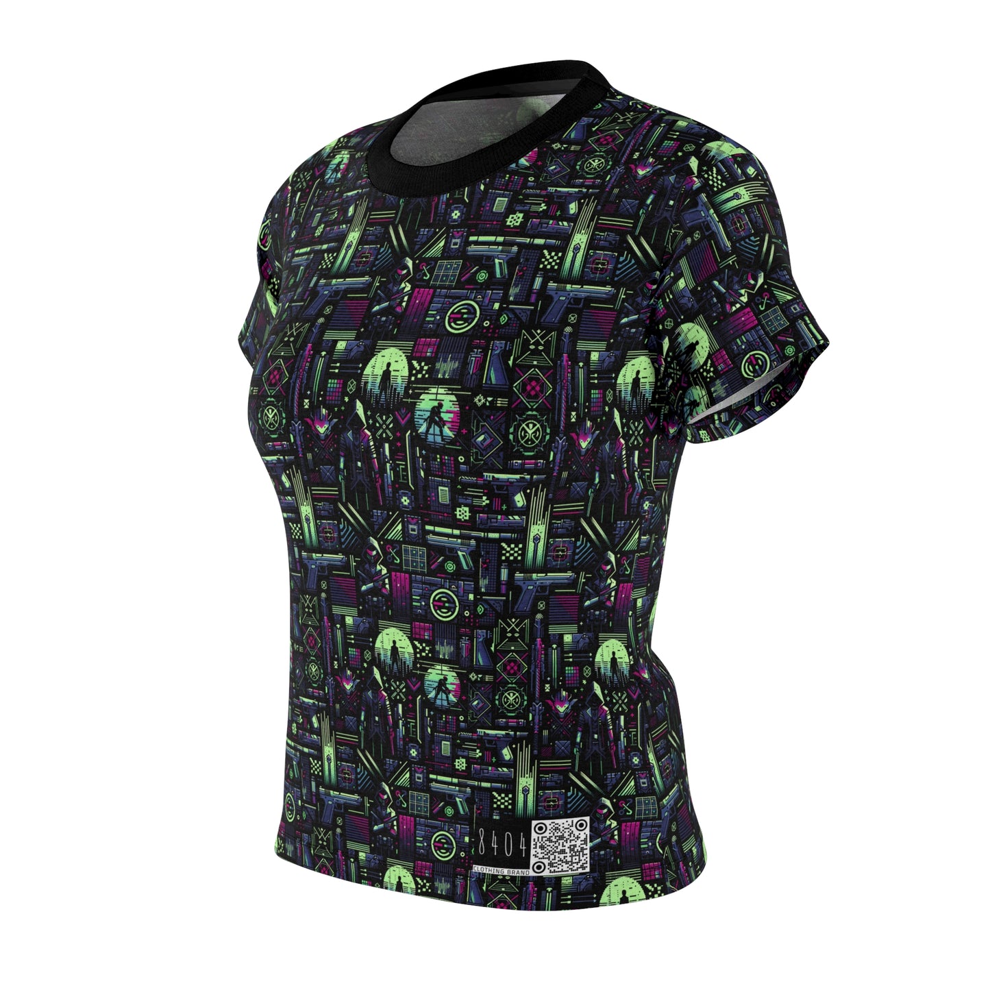 Tech Noir Futuristic Cyberpunk Women's Cut & Sew Tee - 8404 Design-63
