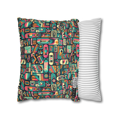 Skate Culture Revival Urban Retro Cool Spun Polyester Square Pillowcase - 8404 Design-61