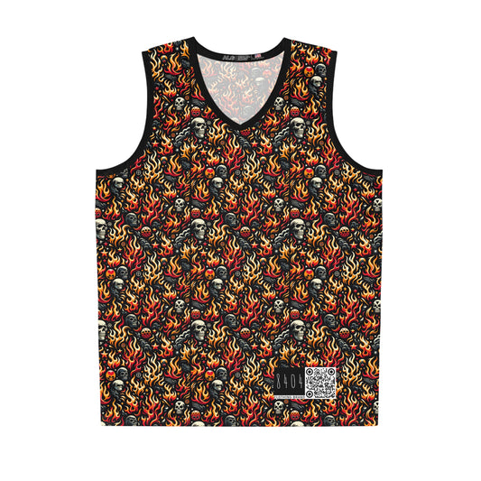 Flame Graphics Maximalist Streetwear Basketball Jersey - 8404 Design-76