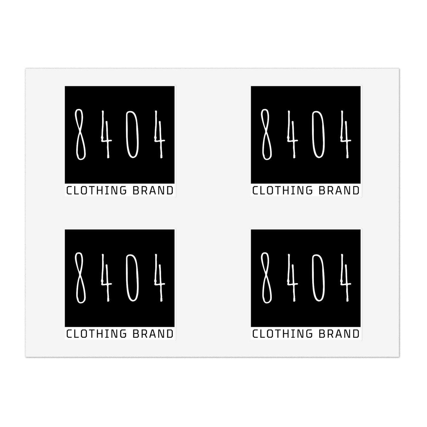 8404 Logo Sticker Sheets - Holographic, Transparent, or White - 6 in. x 4 in. or 11 in. x 8.5 in. - 1 Sheet of 4 Stickers