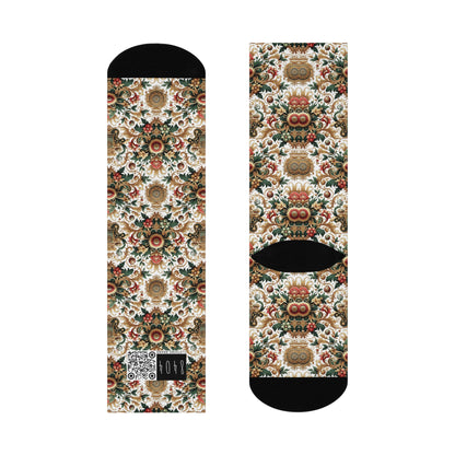 Monogram Madness Luxurious Streetwear Cushioned Crew Socks - 8404 Design-68
