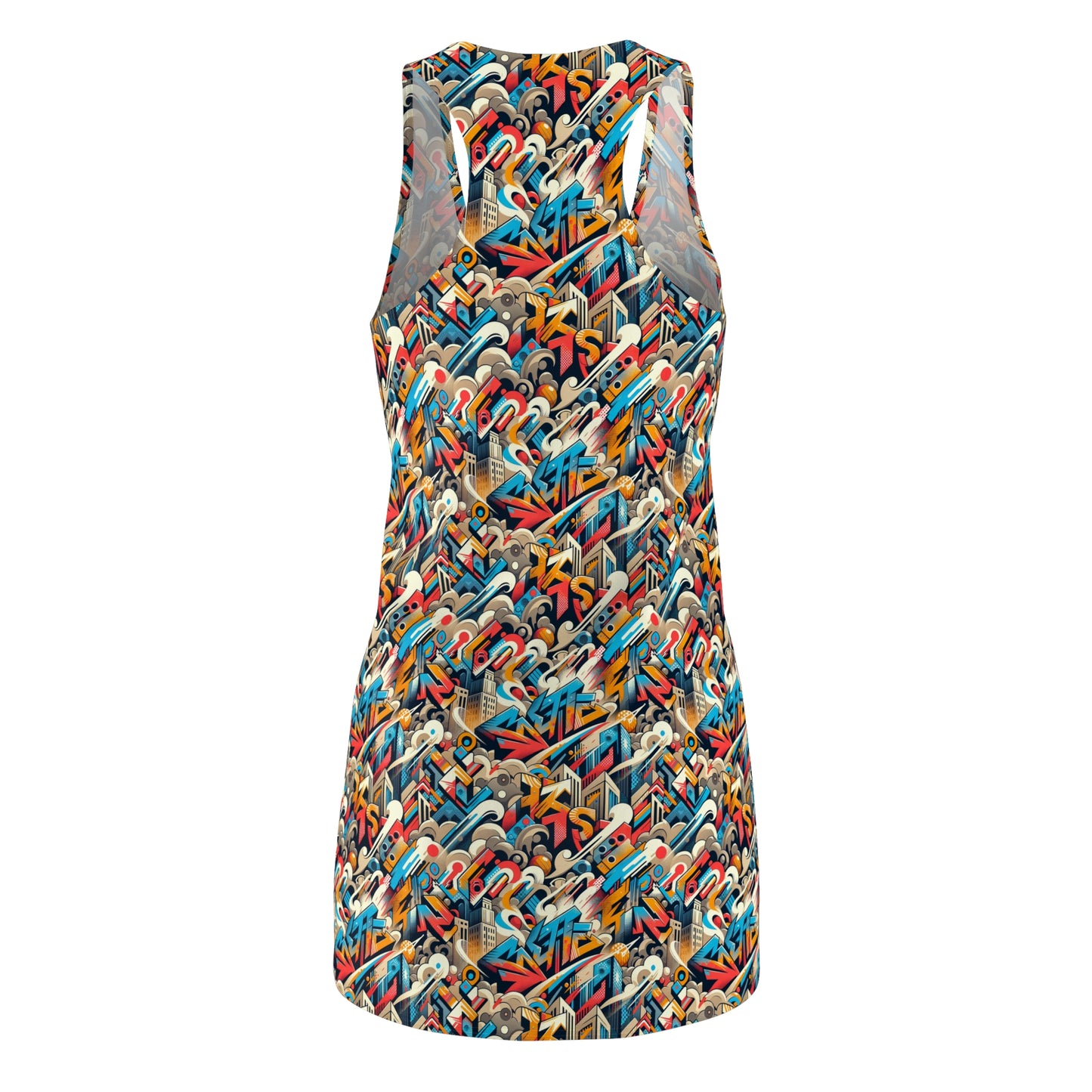 Neo-Traditional Street Art Modern Street Art Fusion Women's Cut & Sew Racerback Dress - 8404 Design-44