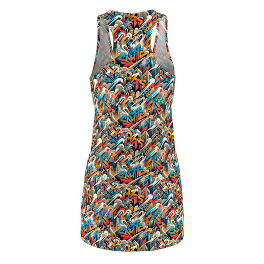 Neo-Traditional Street Art Modern Street Art Fusion Women's Cut & Sew Racerback Dress - 8404 Design-44