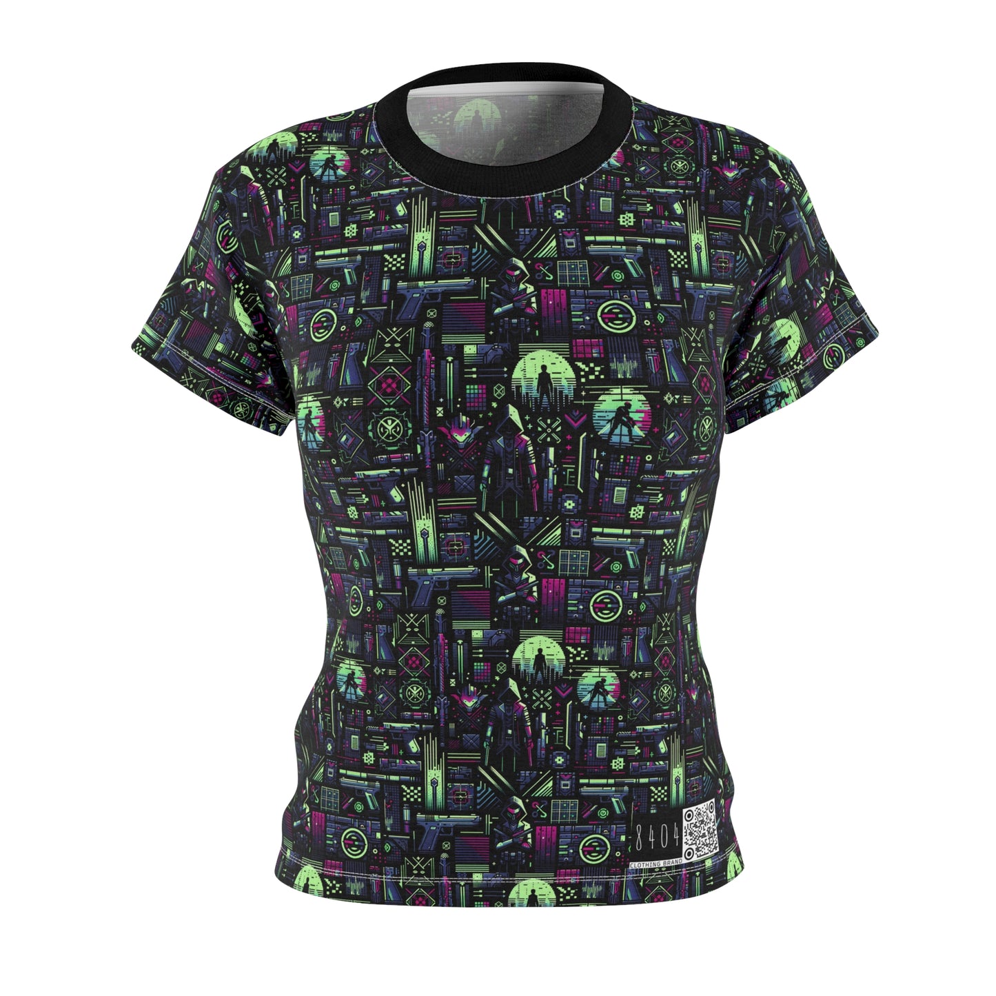 Tech Noir Futuristic Cyberpunk Women's Cut & Sew Tee - 8404 Design-63