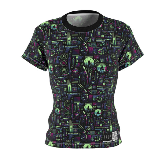 Tech Noir Futuristic Cyberpunk Women's Cut & Sew Tee - 8404 Design-63