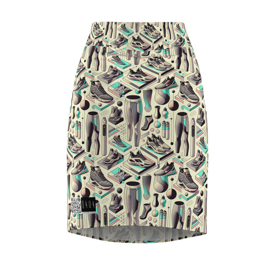 Tech-Infused Athleisure Futuristic Athletic Tech Women's Pencil Skirt - 8404 Design-44