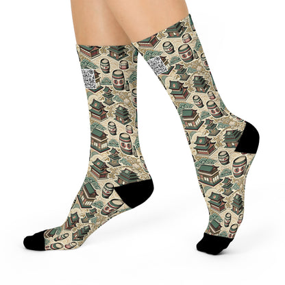 Cultural Artisanal Fusion Contemporary Cultural Elegance Cushioned Crew Socks - 8404 Design-68