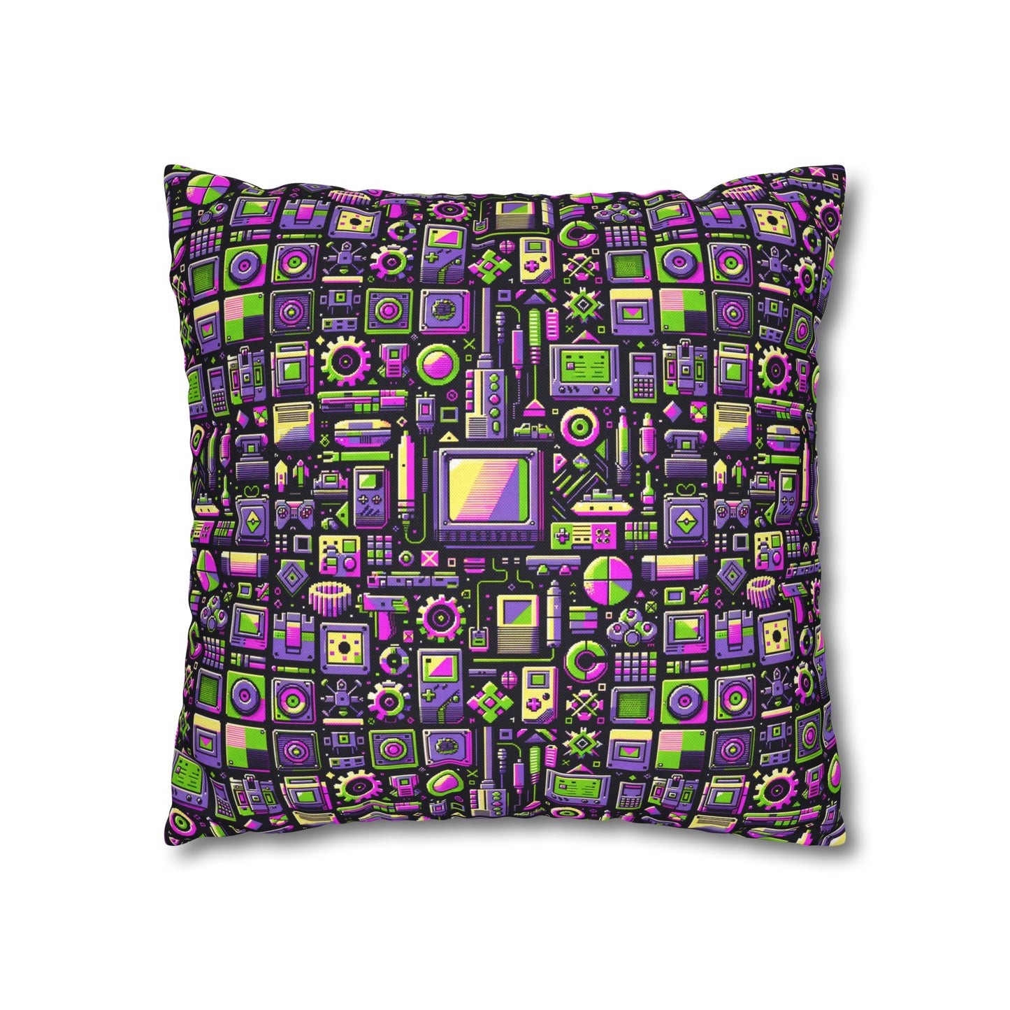 Digital Nostalgia Remix Modern Vintage Fusion Spun Polyester Square Pillowcase - 8404 Design-67
