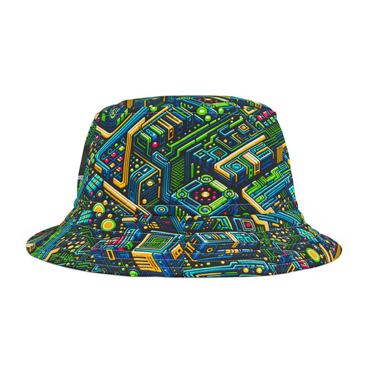 Digital Nomad Chic Cyberpunk Tech Bucket Hat - 8404 Design-47